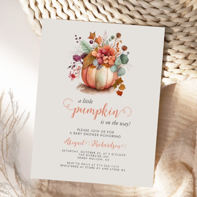 Cute Little Pumpkin Floral Fall Baby Shower Postcard (Creator Uploaded)