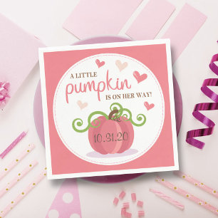 Cute Little Pumpkin Girls Baby Shower Napkin