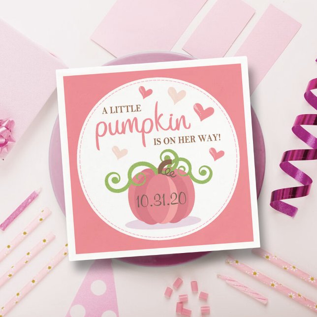 Cute Little Pumpkin Girls Baby Shower Napkin (Creator Uploaded)