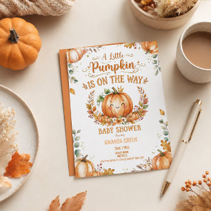CUTE Little Pumpkin Kawaii Face Baby Shower Invitation