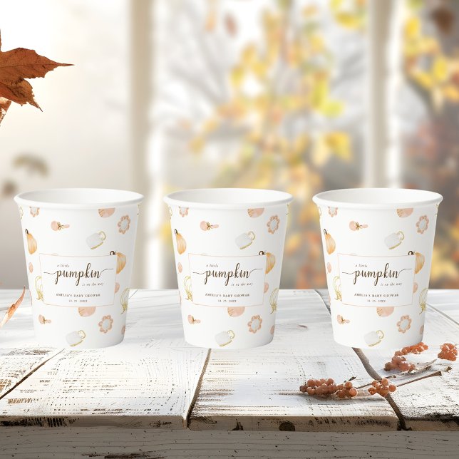 Cute Little Pumpkin Nursery Baby Girl Shower Paper Cups (Creator Uploaded)
