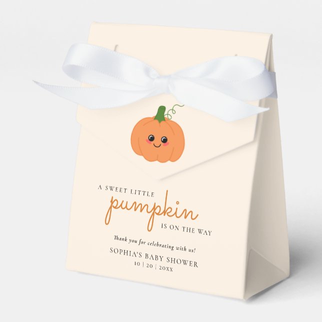 Cute Little Pumpkin On The Way Baby Shower Favour Box (Front Side)