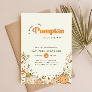 Cute Little Pumpkin on the Way Baby Shower Invitation