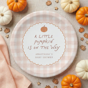 Cute Little Pumpkin on the Way Baby Shower Paper Plate