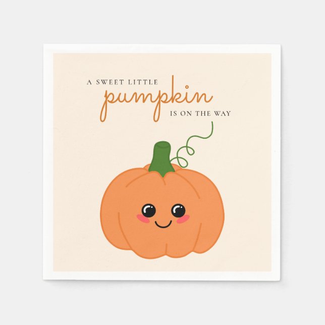 Cute Little Pumpkin On The Way Fall Baby Shower Napkin (Front)