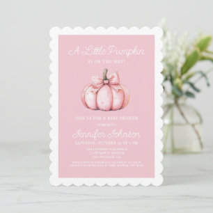 Cute Little Pumpkin Pink Baby Shower Invitation