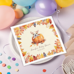 Cute Little Pumpkin Puppy Baby Shower Napkin