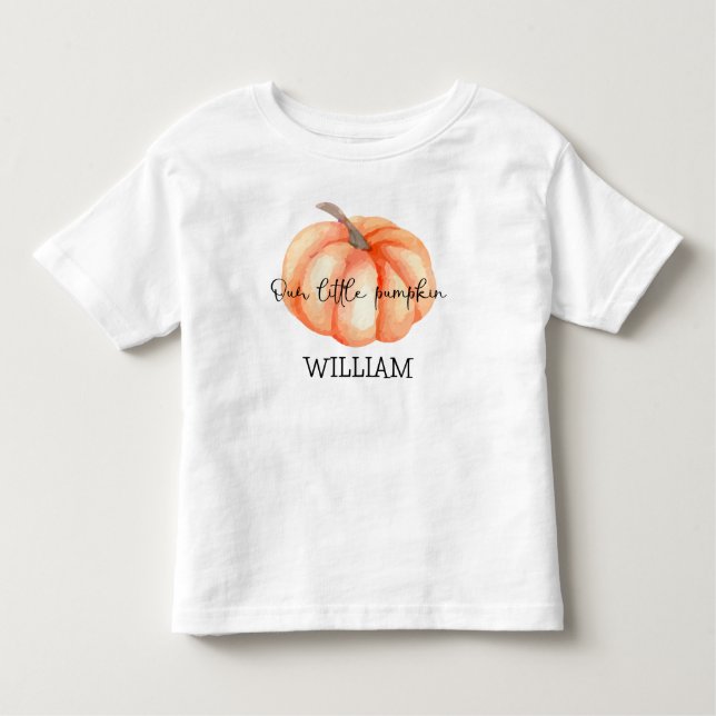 Cute Little Pumpkin Watercolor Baby Shower Toddler T-Shirt (Front)