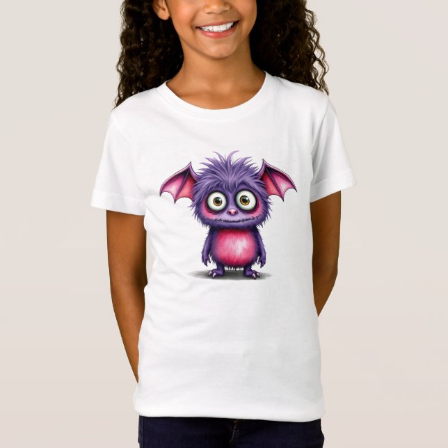 Cute little Purple and Pink Monster T-Shirt (Front)