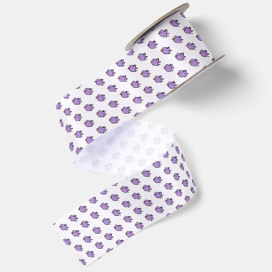Cute Little Purple Bird Drawing Pattern Satin Ribbon
