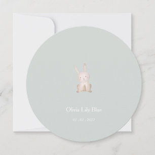 Cute Little Rabbit Baby Birth Announcement Card.