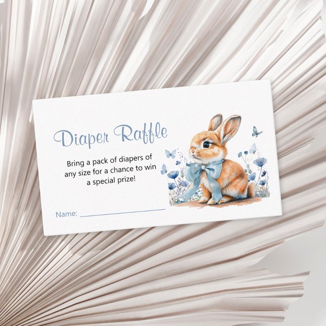 Cute Little Rabbit Diaper Raffle Baby Shower Boy Enclosure Card (Creator Uploaded)