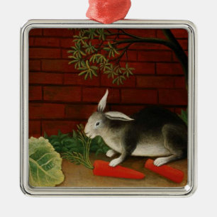 Cute Little Rabbit (Pet Animal) (Henri Rousseau) Metal Tree Decoration