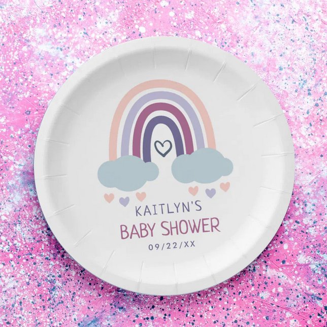 Cute Little Rainbow Baby Shower Paper Plate (Creator Uploaded)