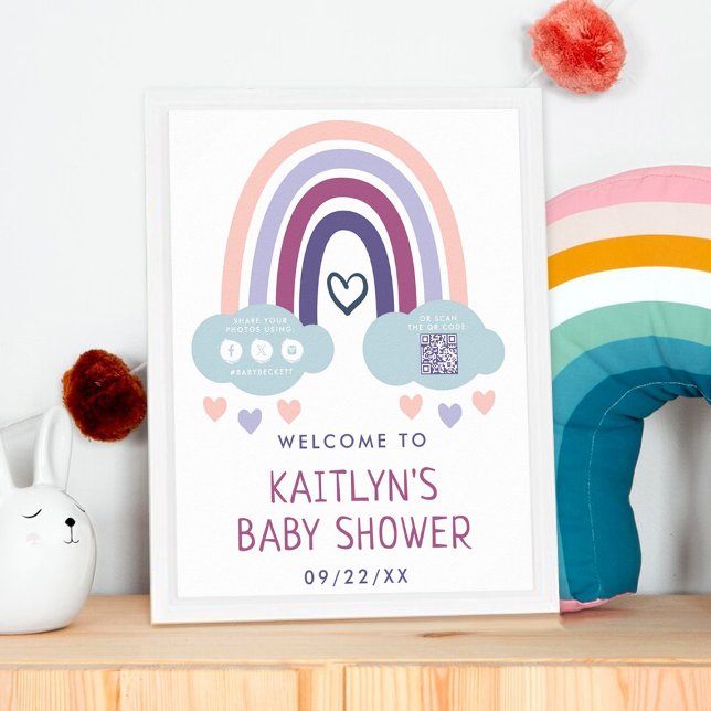 Cute Little Rainbow Baby Shower Welcome Poster (Creator Uploaded)