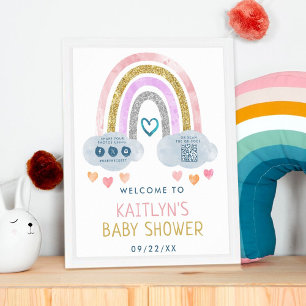 Cute Little Rainbow Baby Shower Welcome Poster