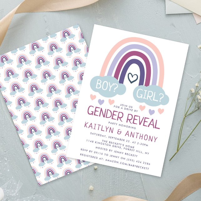 Cute Little Rainbow Gender Reveal Party Invitation (Creator Uploaded)