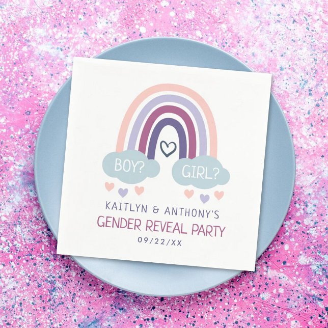 Cute Little Rainbow Gender Reveal Party Napkin (Creator Uploaded)