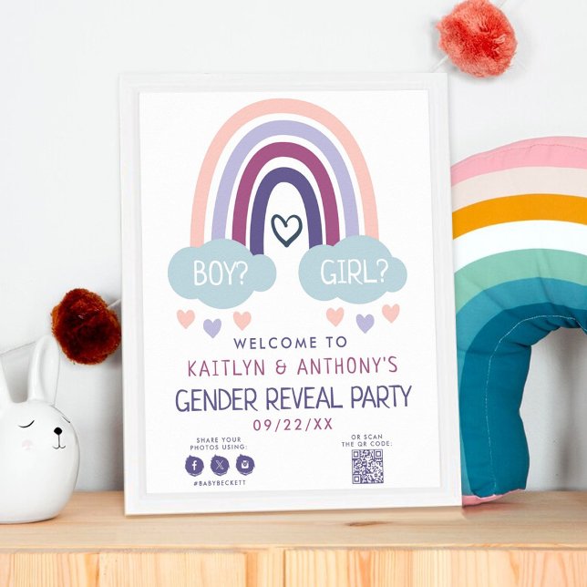 Cute Little Rainbow Gender Reveal Party Welcome Poster (Creator Uploaded)