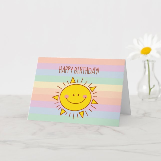 Cute Little Rainbow Sunshine Kids Happy Birthday Card (Small Plant)