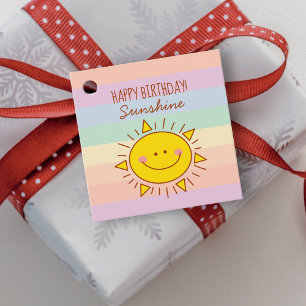Cute Little Rainbow Sunshine Kids Happy Birthday Favour Tags