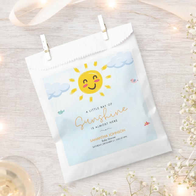Cute little ray of Sunshine Baby Shower  Favour Bags (Clipped)