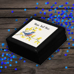 Cute Little Red Blue Bird on Branch Yellow Flowers Gift Box<br><div class="desc">This wood gift box for trinkets,  jewellery,  or gift giving has a cute little red and blue bird sitting on a branch with bright yellow flowers on a white background.  Customise your text with the template.</div>