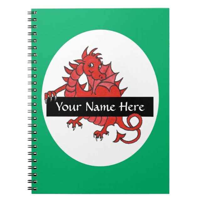 Cute Little Red Dragon Notebook to Personalise (Front)