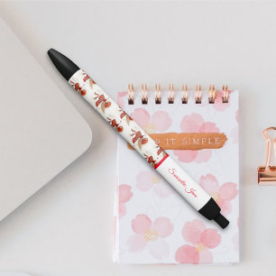 Cute Little Red Flying Fairy Girly Fantasy Black Ink Pen