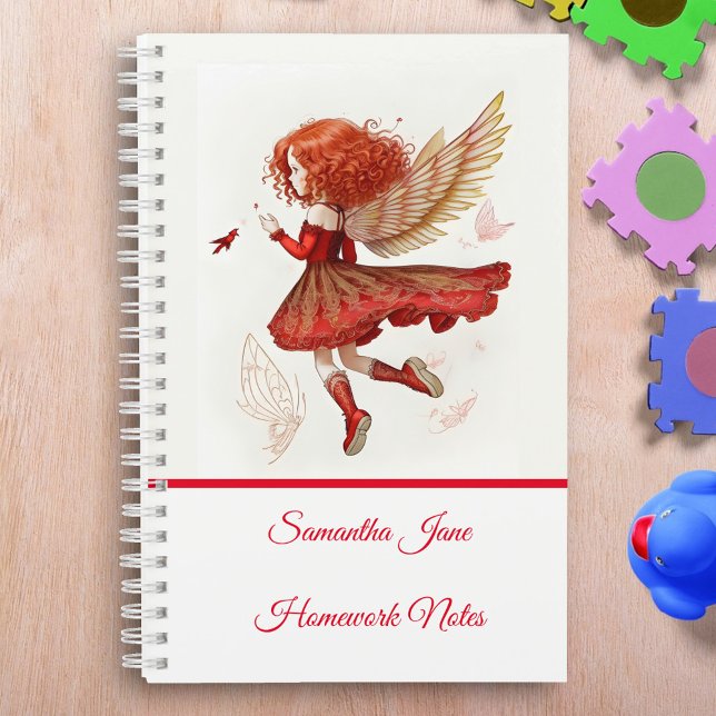 Cute Little Red Flying Fairy Girly Fantasy Notebook (Creator Uploaded)