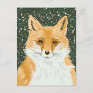 Cute Little Red Fox - in the snow. Postcard