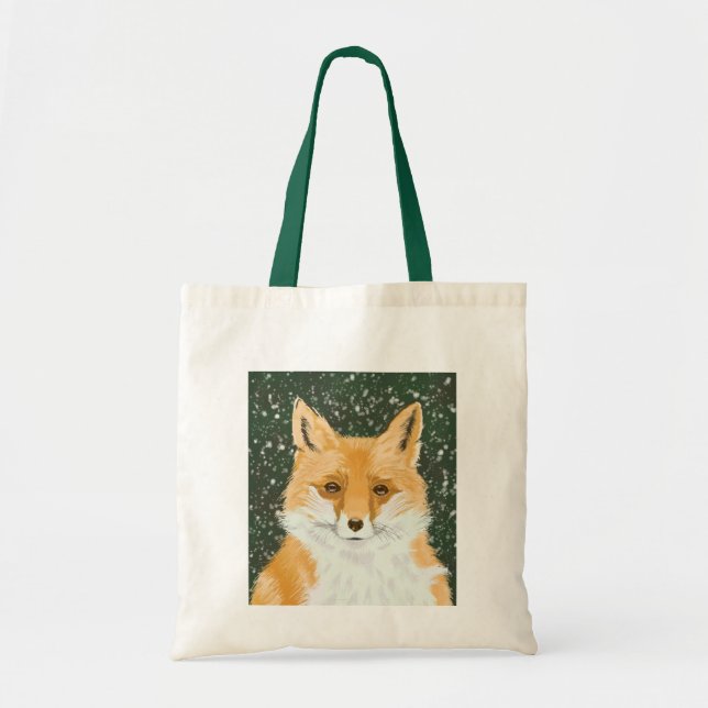 Cute Little Red Fox - in the snow.  Tote Bag (Front)