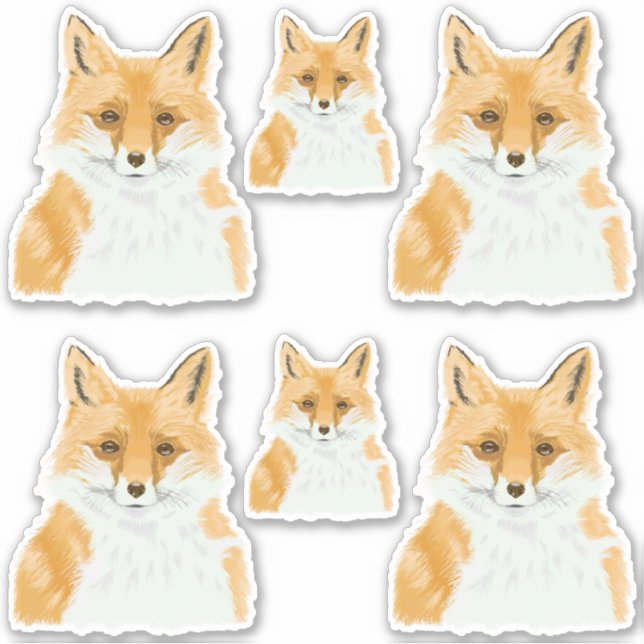 Cute Little Red Fox - transparent 6x custom cut. (Front)