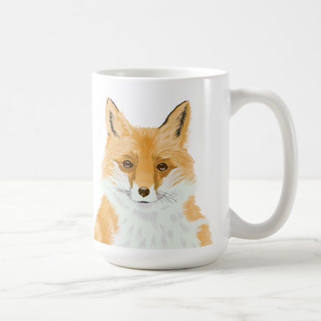 Cute Little Red Fox - transparent. Coffee Mug (Right)