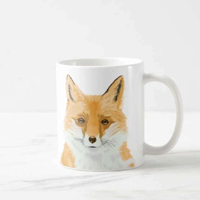 Cute Little Red Fox - transparent. Coffee Mug (Right)