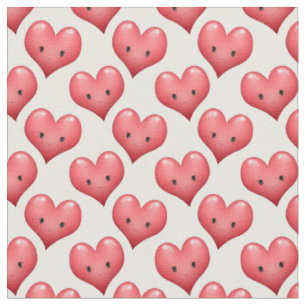 Cute Little Red Hearts with Faces Fabric