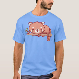 Cute Little Red Panda Sleeping On Tree Branch T-Shirt