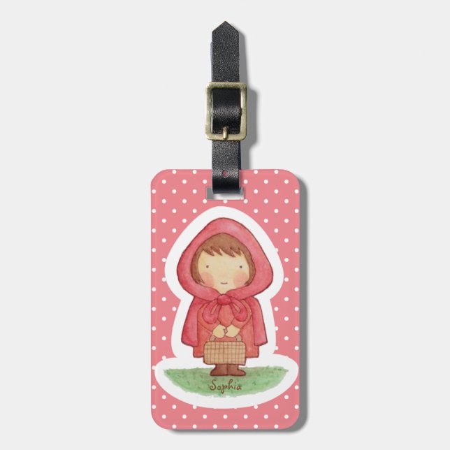 Cute Little Red Riding Hood Girls Luggage Tag (Front Vertical)