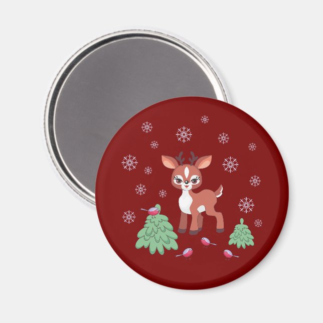 Cute Little Reindeer Magnet (Front/Back)
