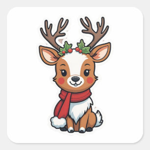 Cute Little Reindeer Square Sticker