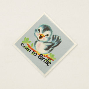 Cute Little Retro Bird Born to Birdie Golfers Gift Napkin