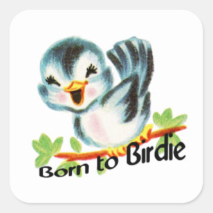 Cute Little Retro Bird Born to Birdie Golfers Gift Square Sticker