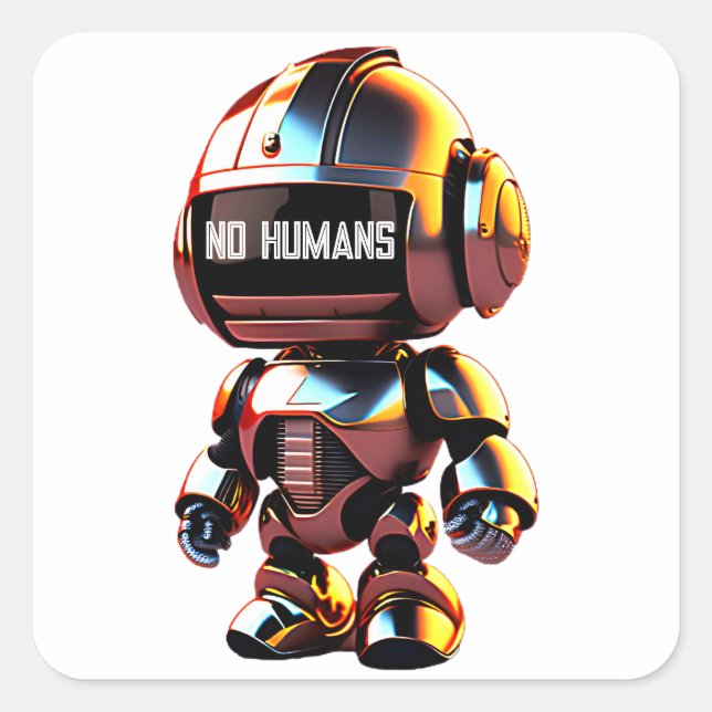 Cute Little Robot Square Sticker (Front)