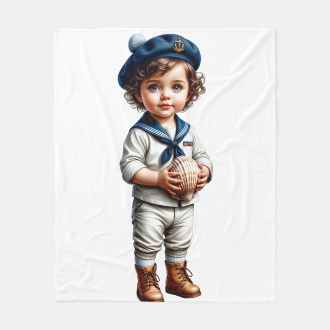 Cute Little Sailor Baby Blanket (Front)