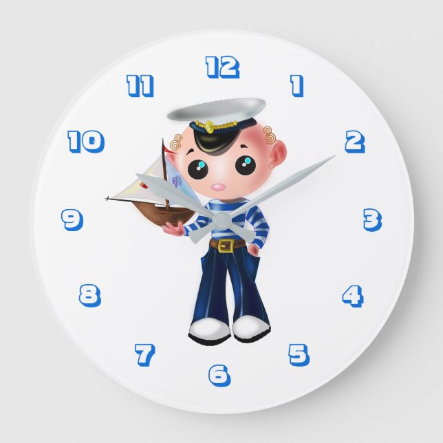 Cute Little Sailor Large Clock (Front)