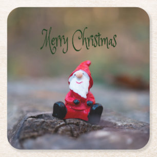 Cute Little Santa Clause Merry Christmas Square Paper Coaster