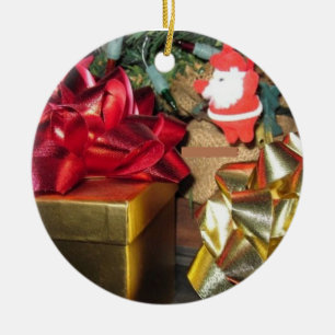 Cute Little Santa & Gifts Christmas Ornament
