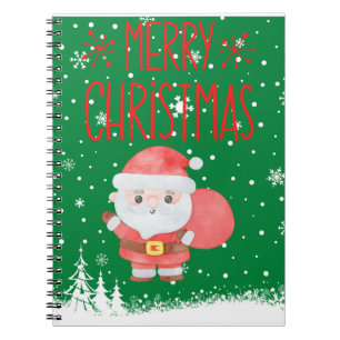 Cute Little Santa Green Notebook