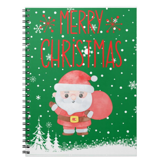 Cute Little Santa Green Notebook (Front)