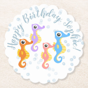 Cute Little Seahorses Paper Coaster